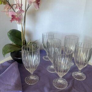 Mikasa Park Lane Set Of 6 12 Oz Iced Tea Glasses Blown Glass Ribbed Crystal